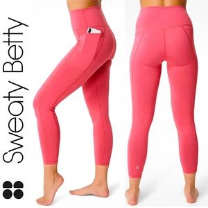 Sweaty Betty Super Sculpt Pocket 7/8 Yoga Leggings SB5071 Tayberry Pink Pants S